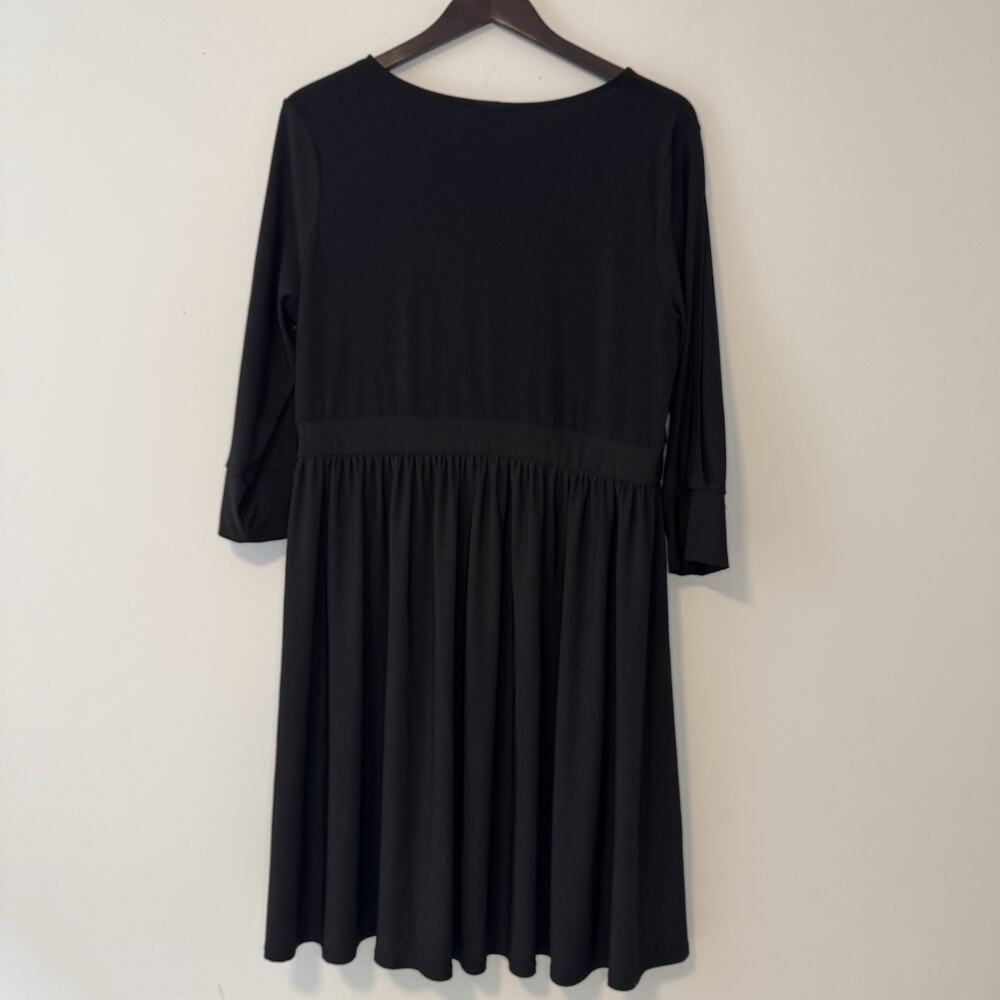 Torrid Faux Wrap Jersey Dress Women's Size 1X Black 3/4 Cutout Sleeves Stretch - Picture 4 of 9